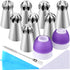42 Pcs Russian Piping Tips Set, 8 Nozzles for Cake Decorating, 30 Pastry Baking Bags, 1 Cleaning Brush