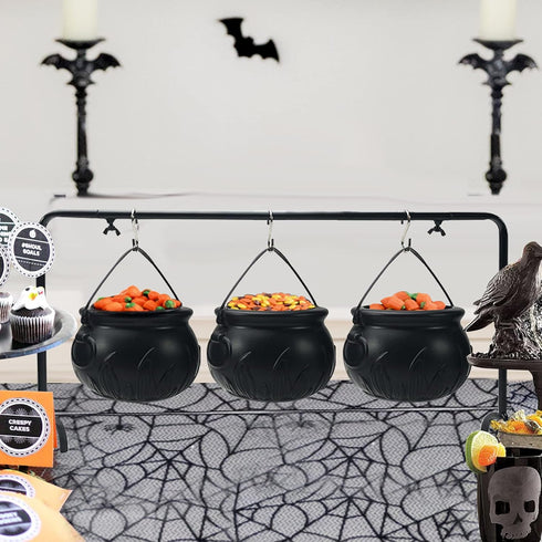 ORIENTAL CHERRY Halloween Decor - Set of 3 Witches Cauldron Serving Bowls on Rack for Home Kitchen Decoration