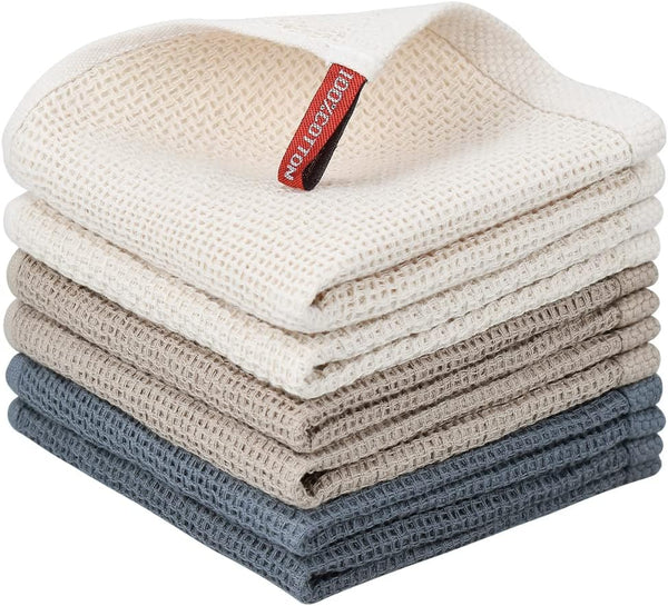 Nialnant 6 Pack Kitchen Towels and Dishcloths Sets,100% Cotton Soft Absorbent Quick