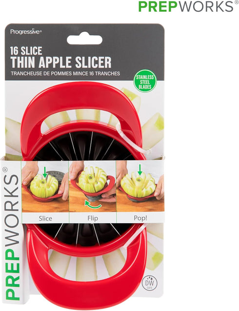 16-Slice PrepWorks Dishwasher Safe Apple Slicer and Corer Thin Apple Cutter with Safety Cover