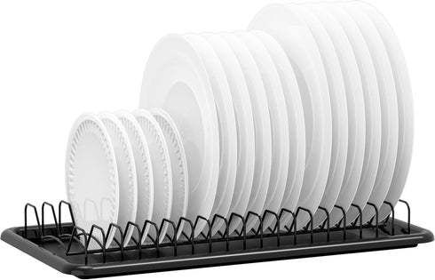 Simple Houseware Black Plate Drying Rack with Drainboard