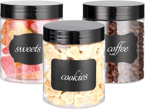 8 OZ Plastic Jars with Lids - 24 Pack Clear Containers for Kitchen and Household Food Storage, BPA Free