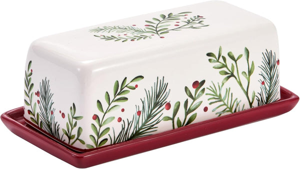 Bico Santa On The Way Ceramic Butter Dish with Lid, Wide Butter