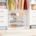 34" Closet 16 3 Widening Design Shoe Rack for Pairs Small Spaces Non-Woven Tier Shoe Organizer Stackable Metal Shoe