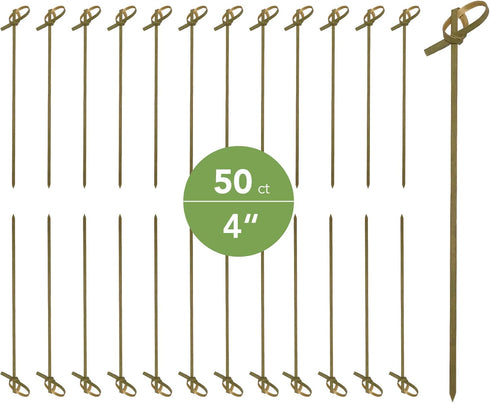 JapanBargain 50pcs Bamboo Skewers, Fruit Appetizer Kabob, Twisted End, Natural