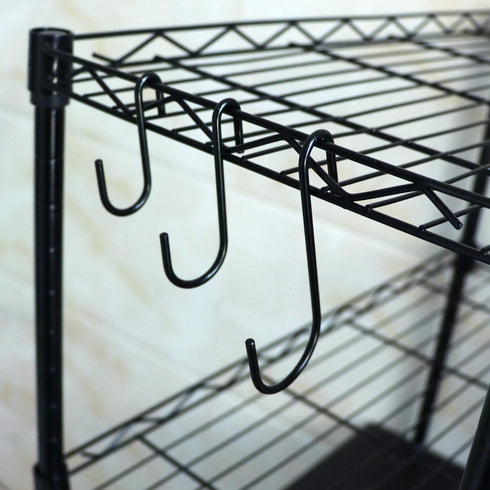 18 Pack S Hooks for Hanging Pans, Pots, Utensils, Clothes, Bags, Towels, Plants - 3 Sizes (Black)