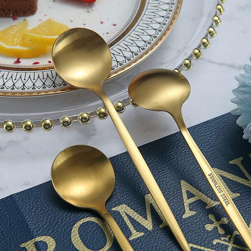 Matt Gold 6 Piece Teaspoons, 6.6 Inch Stainless Steel Small Spoons for Home, Kitchen, or Restaurant