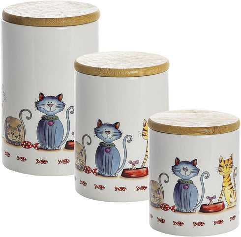 Sets Countertop, 3-Piece SPOTTED DOG GIFT COMPANY Canisters for the Kitchen Airtight Ceramic Food Storage Containers