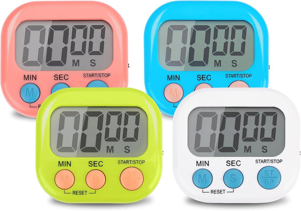 4-Piece Multi-Function Electronic Timer, Suitable for Kitchen, Study, Work, Exercise Training, Outdoor Activities