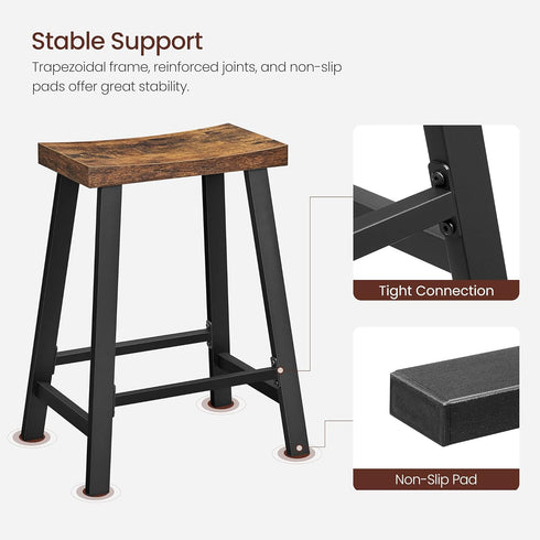 Set 2, Counter 23.6 Inches ULBC074B01 VASAGLE Bar Stools of Height Stools, Bar Chairs with Footrest, High Kitchen