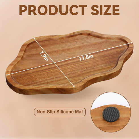 Small Decorative Tray Wood Decorative Serving Tray for Candles Perfume, Cloud Wooden Jewelry Tray Trinket Dish, Wooden