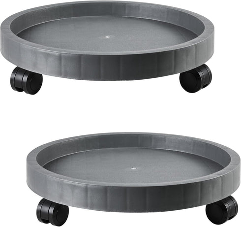 2 Pack of 12.6 Inch Planter Caddies Rolling Saucer Caddy with Wheels,