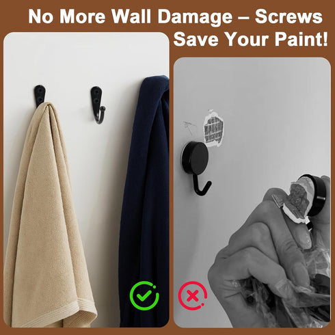 Wall Hooks for Hanging, 40 Pack Black Small Coat Hooks with 80 Screws, Heavy Duty Single Prong Hooks for Keys