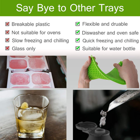 Silicone Mini Ice Cube Trays 2 Pack, 160 Small Molds for Crushed Ice, BPA Free Flexible Stackable Durable Soft Mold