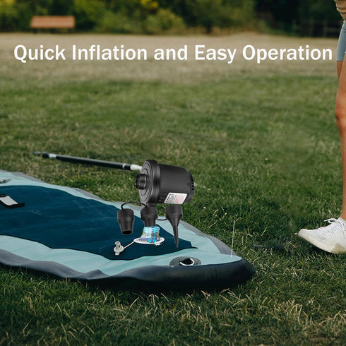 3 Nozzles, 110V AC/12V Electric Air Pump for Inflatable with DC, Portable Air Mattress Pump, Quick Fill Inflator Air