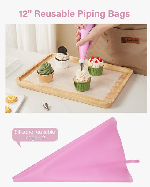 Kootek 32-Piece Cake Decorating Set with 24 Icing Piping Tips, 2 Reusable 12 Inch Pastry Bags for Frosting