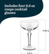 Libbey Vintage Style Capone Coupe Cocktail Glasses Set of 4 - Diamond Cut Martini & Champagne Glasses