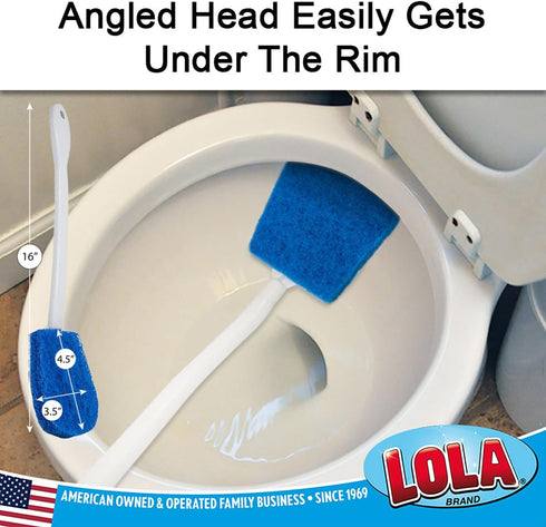 6 Pack, LOLA Bath & Toilet Bowl Scrubber Brush w/Comfort Handle, w/Hang Hole. Non-Scratch, Removes Rings w/Scrubbing