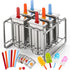 Jingmore Stainless Steel Pop Molds, 6 Round Head Metal Pop Molds with Holder