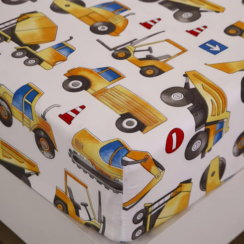 4PCS Full,Cozy Set 1 14'' 1 2 SDY Tractor Sheets Construction Sheets for Kids Boys Girls Teens,Car Sheet Included