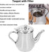 Teapot, 500 ML Stainless Steel Tea Pot Tea Kettle Cold Short Spout Pour with Removable Infuser Gooseneck Modern Teapot for Home Kitchen Hotel Restaurant (Silver)