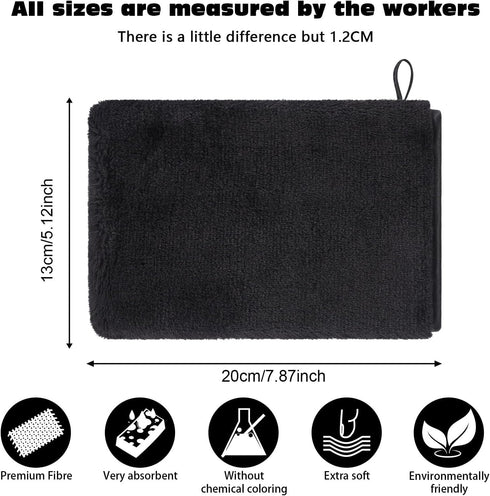 PHOGARY 6 Pack 7.8"x5.1" Microfiber Face Washcloths Facial Wash Mitts, Soft Flannel Towel for Washing Face, Reusable