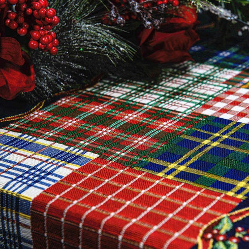 Homvare Christmas Table Setting Full Length Runner, Woven Tapestry 13”x72” for Holiday Dinner and Parties