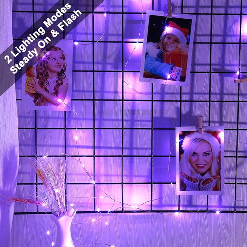 Brizled Purple Halloween Lights, 19.47ft 60 LED Battery Powered Twinkle/Steady On String Lights