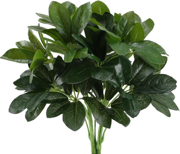 GTIDEA Artificial Shrubs Plants Fake Silk Schefflera Bushes, Faux Greenery Leaf Arrangements, 2pcs for Indoor Outdoor