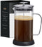 JoyJolt Fluted French Press Coffee and Tea Maker Set, 33.8oz, Stainless Steel, Borosilicate Glass, Portable
