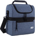 MIER 2 Compartment Lunch Bag, Leakproof Insulated Cooler Bag for Work, Bluesteel, Medium