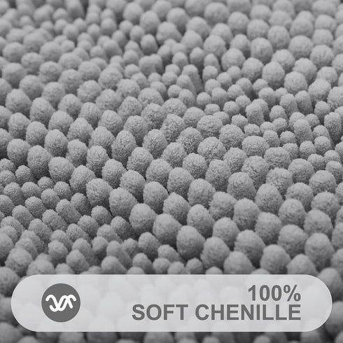 Grandaily Chenille Striped Bathroom Rugs - Extra Thick, Non-Slip Soft Plush Shaggy Bath Carpet, Dark Gray
