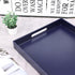 Counter, 11.8*15.7*1.6 Navy Blue Serving Tray for Coffee Table, Rectangular Plastic Decorative Tray with Handles