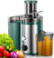 QCen Juicer Machine - 500W Centrifugal Juicer Extractor with 3” Wide Mouth Feed Chute for Easy Cleaning, Stainless