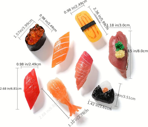 10Pcs Japanese Food Cute Sushi Refrigerator Magnet Set - Fun Magnets for Fridge, Whiteboard - Fake Sushi Play Toys for Dollhouse, Kitchen Decor for Sushi Lovers (Sushi Magnets)