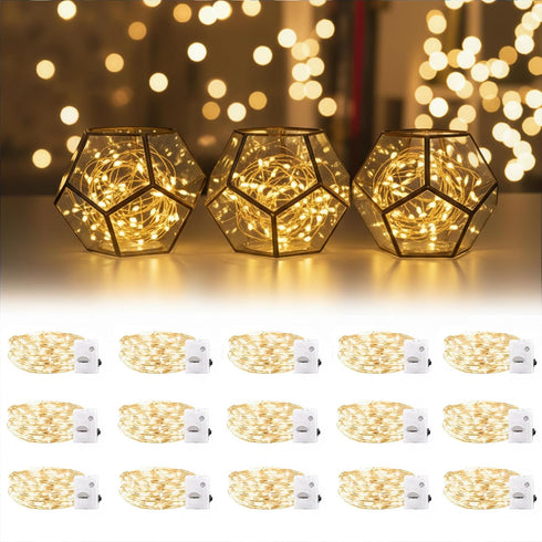 DomeStar 15 Pack Fairy Lights Battery Operated, 7Ft 20 LED Waterproof String