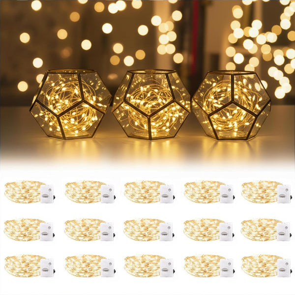 DomeStar 15 Pack Fairy Lights Battery Operated, 7Ft 20 LED Waterproof String
