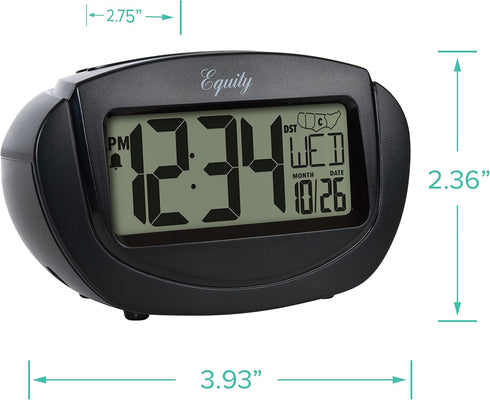 Equity by La Crosse LCD Alarm Clock, Insta-Set, Black, Model 31022