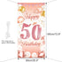DPKOW Rose Gold 50th Birthday Banner - Backdrop, Wall & Garden Decoration, 185 x 90cm Fabric