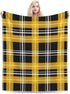 HSYOYO 80"x60" Yellow Black Plaid Throw Blanket Fluffy Fleece Blankets Soft Lightweight Travel Blanket Indoor Outdoor