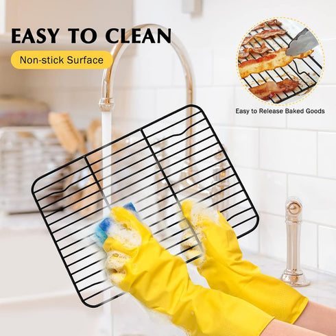 Cooling Baking Rack Set of 2, E-far 11.7” x 9” Non-stick Wire Racks for Oven Cooking, Easy to Clean