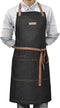 Denim Kitchen Apron with Pockets, Professional Chef Bib Apron for Cooking, Grill & BBQ