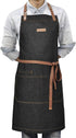 Denim Kitchen Apron with Pockets, Professional Chef Bib Apron for Cooking, Grill & BBQ