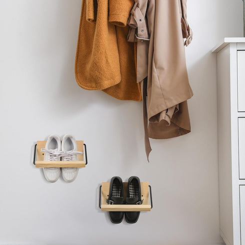 2 Hallway(9.84'' Mifoci Pcs Wall Mounted Shoe Rack Organizer Wooden Modern Compact Wall Space Saving Shoe Holder
