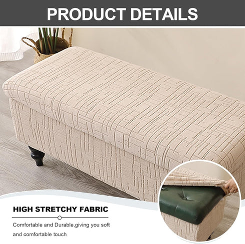 48) Eco-Ancheng Storage Ottoman Cover Rectangle Ottoman Slipcover Folding Storage Bench Cover Footrest Stool Slipcover