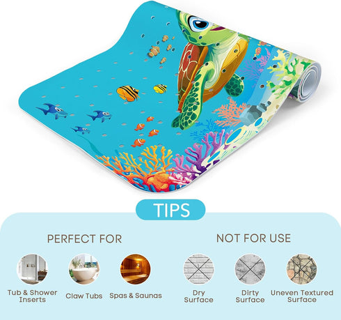Slip-40 16 Inch, SHUCHING Baby Bath Mat for Tub Non X Bathtub Mat Non Slip for Kids, Toddler Long Shower Mat