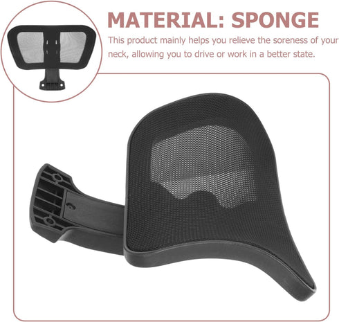 BESPORTBLE Adjustable Office Chair Headrest Attachment, Black Mesh Nylon Frame Universal Head Support Cushion