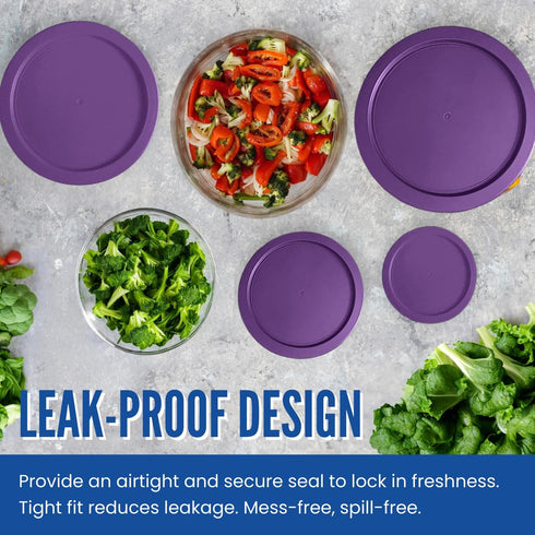 Replacement Lid for Pyrex 6" Purple Storage Plastic Cover 4 Cup Bowl 7201-PC (6-Pack)
