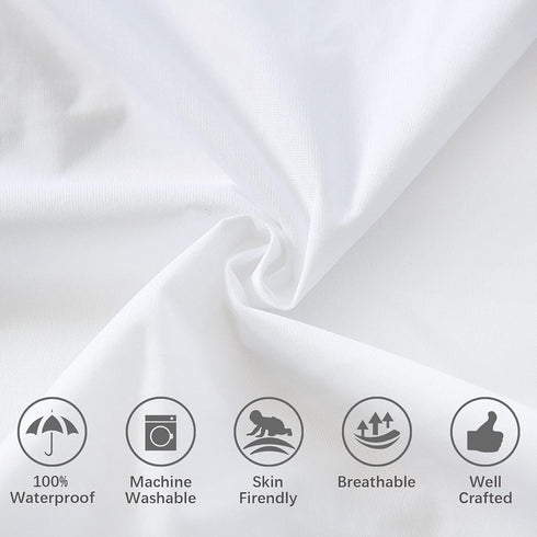Toddler Pillowcase 4 Pack, Waterproof Zippered Pillow Protector for Toddler Pillow 13"x18" & 14"x19" (White)