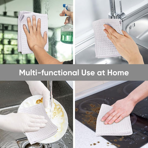 50 Pack 12 12 Inches HOMEXCEL Waffle Weave Microfiber Towel, Lint Free Bulk Cleaning Rags, x Barista Towels, Reusable